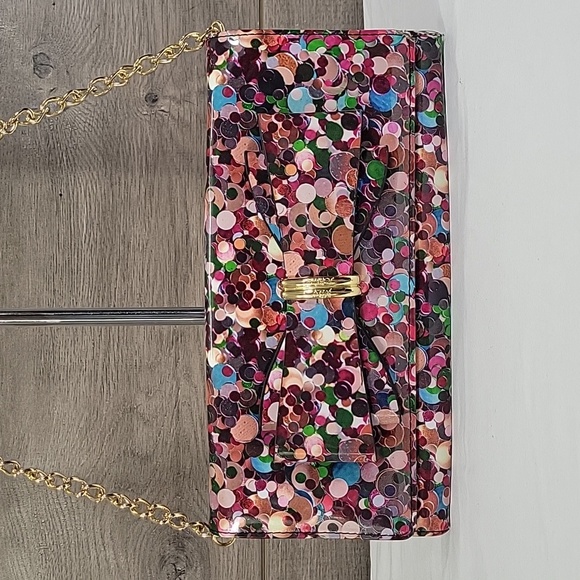 Betsey Johnson Multi-Color Bow PVC Crossbody Shoulder Bag - Picture 2 of 13
